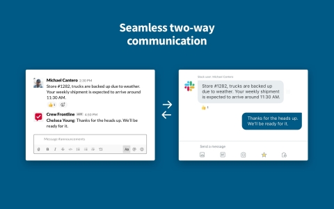 Corporate leaders using Slack can now communicate seamlessly with store managers and other field leaders using Crew. (Graphic: Business Wire)