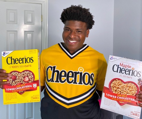 Motivational personality and cheer all-star Jerry Harris teams up with Cheerios to champion efforts to end childhood hunger and inspire acts of good. (Photo: Business Wire).
