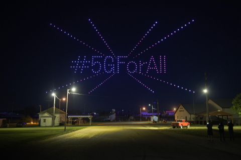 T-Mobile used 300 drones to light up the sky over Lisbon, ND on Sunday, Aug. 2, 2020, celebrating the expansion of its 5G network to hundreds of small towns across America.  (Photo: Business Wire)