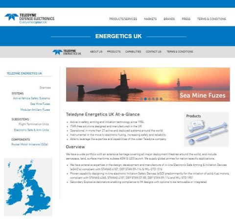 The new Teledyne Energetics UK website (Graphic: Business Wire)