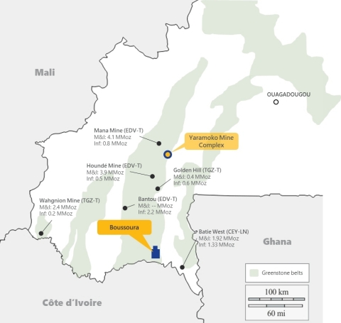 Figure 4:  Boussoura Project Location on Houndé Belt (Graphic: Business Wire)