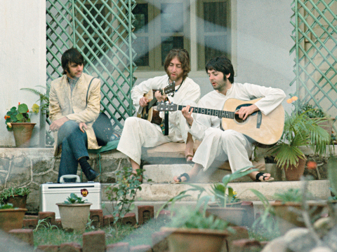 Ringo Starr, John Lennon and Paul McCartney at the ashram in 1968.  Photo Courtesy of Paul Saltzman