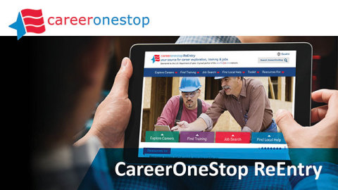 Individual working on the CareerOneStop ReEntry website (Graphic: Business Wire)