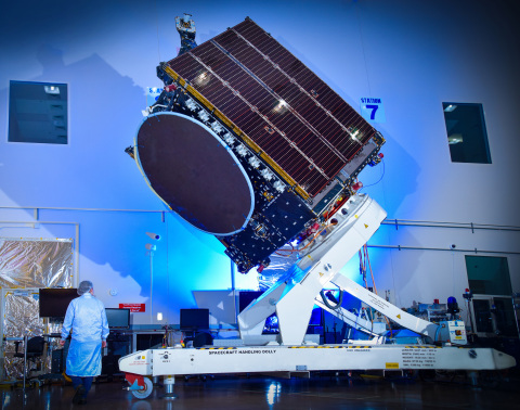 BSAT-4b, built by Maxar Technologies for Broadcasting Satellite System Corporation (B-SAT), is seen here in Maxar’s manufacturing facility in Palo Alto, Calif. Image credit: Maxar Technologies