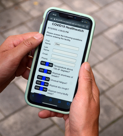 Symptom questionnaire is automatically texted to participants' cell phone (Photo: Business Wire)