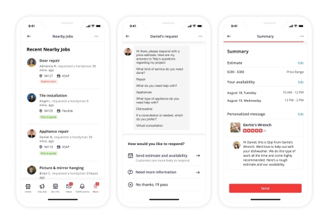 Yelp's Nearby Jobs is a new paid product that gives professionals an effective way to proactively grow their business and get in front of more people looking to hire pros like them. (Graphic: Business Wire)
