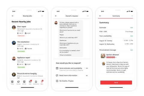 original Yelp's Nearby Jobs is a new paid product that gives professionals an effective way to proactively grow their business and get in front of more people looking to hire pros like them. (Graphic: Business Wire)