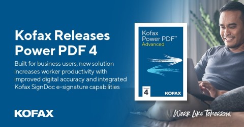 Kofax Releases Power PDF 4, Increasing Worker Productivity with Improved Digital Accuracy and the Integrated E-Signature Capabilities of Kofax SignDoc (Graphic: Business Wire)