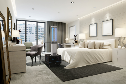 original UVC PureLight 360™ safely sanitizes and disinfects hotel room surfaces to ensure the safety of guests. It kills up to 99.9% of surface virus and bacteria in 5-20 minutes. (Photo: Business Wire)