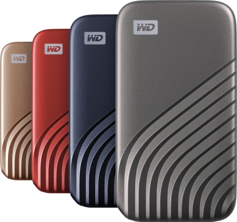 WD's new My Passport SSD is available in a range of colors, including Gray, Blue, Red and Gold. (Photo: Business Wire)
