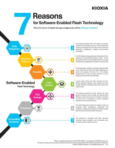 KIOXIA’s Software-Enabled Flash technology removes the barriers associated with legacy hard drive-based technologies to deliver an entirely new way to maximize the potential of flash. (Graphic: Business Wire)