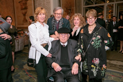 Arnold Spielberg is surrounded by his children, Nancy Spielberg, Steven Spielberg, Anne Spielberg and Sue Spielberg, at the celebration of his 100th birthday in 2017. (Photo: Business Wire)