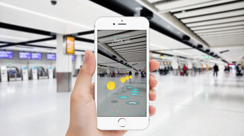 Pointr's Deep Location technology enables AR navigation and location intelligence inside buildings. ( Photo: Business Wire)