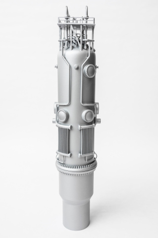 The NuScale Power Module™, comprised of an integrated reactor vessel, steam generator, and containment vessel in a single cylindrical module. Photo courtesy of NuScale