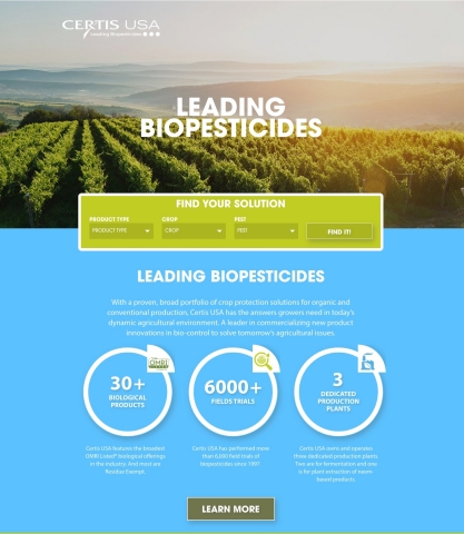 The new CertisUSA.com, a new online source for information about the company's portfolio of biological products and the growing bio industry. (Photo: Business Wire)