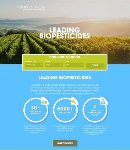original The new CertisUSA.com, a new online source for information about the company's portfolio of biological products and the growing bio industry. (Photo: Business Wire)