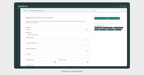 ServiceNow Employee Travel Safety App (Photo: Business Wire)