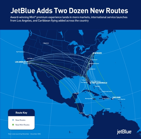 JetBlue Adds Two Dozen New Routes in Markets with Strengthened Demand Potential (Photo: Business Wire)