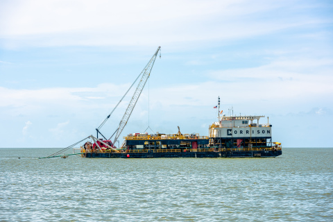 Morrison's CM-15 pipeline lay barge performing pipeline installation operations. (Photo: Business Wire)