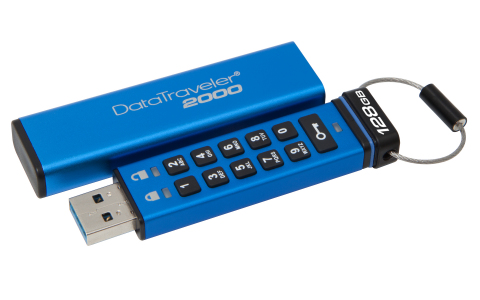 The 128GB DT2000 joins Kingston’s full line of high-capacity encrypted drives providing security options for consumers all the way up to military use. (Photo: Business Wire)