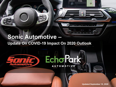 Sonic Automotive provides update on COVID-19 impact on 2020 outlook.