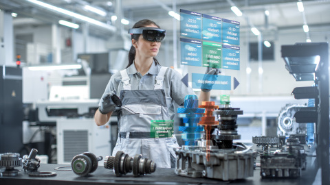 thumbnail A factory worker displays and interacts with task instructions through Vuforia. (Photo: Business Wire)