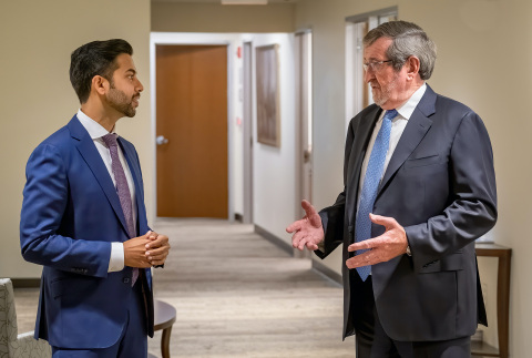 original (L-R) Chethan Sathya, MD, director of Northwell’s Center for Gun Violence Prevention and Michael Dowling, President and CEO of Northwell Health. (Photo: Business Wire)