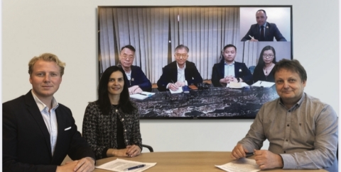 From left to right: Henrik Berg Klemmetsen, Magdalena Urbanik, Danny Wong, Andy Lai , Davis Chiu Xinwen Chang and Jan Gunnar Mathisen. Frame: Edmund Amir. (Photo: Business Wire)