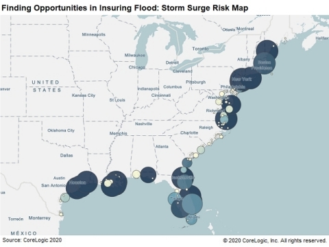 Storm surge risk map for Atlantic coastline. (Graphic: Business Wire)