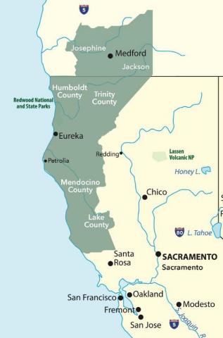 Southern Oregon and Northern California Cannabis Growing Region including the Emerald Triangle (Graphic: Business Wire)