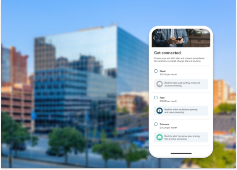 Homebase relies on an Aruba ESP-based network to deliver smart living experiences to apartment residents and property owners. Residents can choose different levels of connectivity based on their needs via the Homebase mobile app. (Photo: Business Wire)