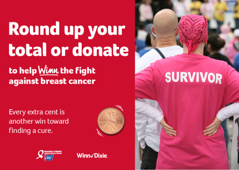 Winn-Dixie customers in Alabama, Mississippi and Columbus, Georgia can help their neighbors fighting breast cancer by rounding up their total grocery bill to the nearest dollar during the month of October. (Photo: Business Wire)