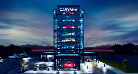 Carvana has launched its newest Car Vending Machine in Detroit. The brick and glass structure stands eight stories tall with a 27-vehicle capacity, offering car buyers in Motor City an entirely New Way To Buy A Car®. (Photo: Business Wire)
