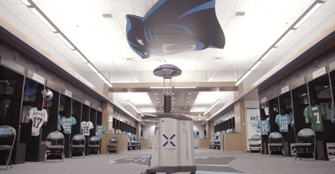 As part of their strategy to minimize risk for players and personnel from exposure to SARS-CoV-2 (the virus that causes COVID-19), the Carolina Panthers have deployed 2 LightStrike Germ-Zapping Robots and two LightStrike Disinfection Pods to quickly disinfect team facilities and equipment. (Photo: Business Wire)