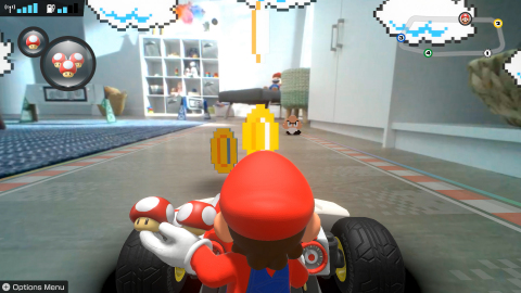 In the Mario Kart Live: Home Circuit game for the Nintendo Switch family of systems, different environmental themes, such as underwater, volcanic and retro, spice things up further by introducing a variety of in-game hazards and features – all of which affect the kart in real life. (Photo: Business Wire)