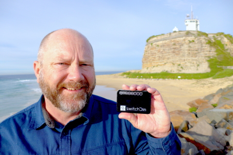 original SwitchDin CEO Dr Andrew Mears with SwitchDin Droplet controller (Photo: Business Wire)