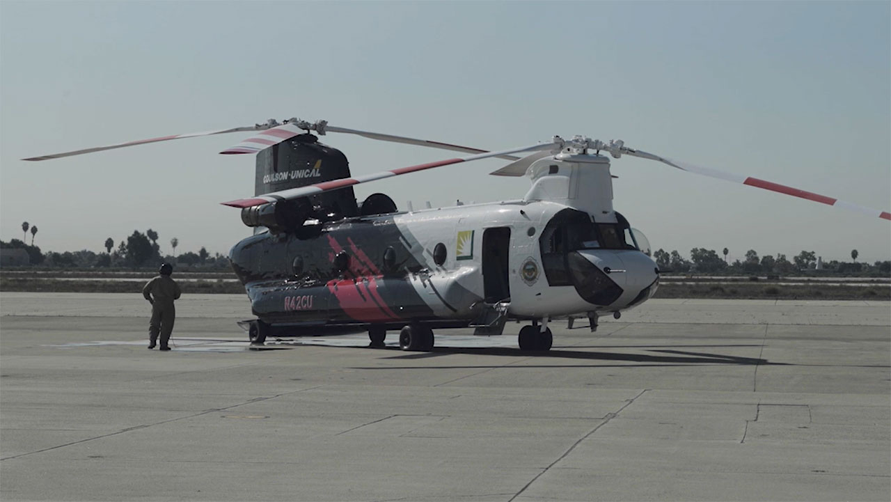 B-Roll: Live Demo of World's Largest Helitanker at Joint Forces Training Base, Los Alamitos, CA, Sep. 30 2020