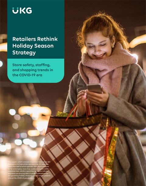 The retail holiday trends report from UKG - "Retailers Rethink Holiday Season Strategy" - examines how stores are bracing for the upcoming holiday season amid concerns around the COVID-19 pandemic.