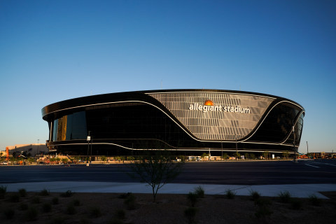 The state-of-the-art Allegiant Stadium (Las Vegas Raiders NFL football stadium) is finished with long-lasting PPG paints, coatings and specialty materials in distinctive black and silver colors. (Photo: Business Wire)