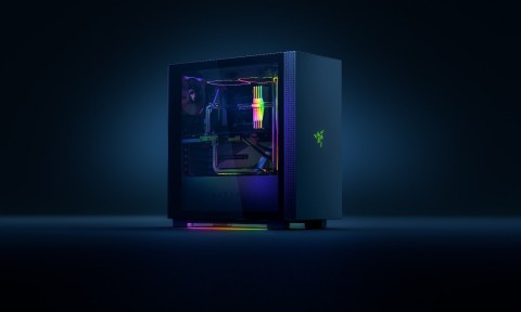 Razer CEO and Co-Founder Min-Liang Tan announces another first at RazerCon 2020, the Tomahawk Gaming Chassis, a purely Razer desktop case complete with Chroma RGB. (Photo: Business Wire)