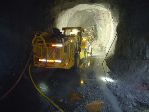 Photo 2. Jumbo in operation underground at Cusi Mine (Photo: Business Wire)