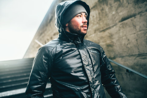 Columbia Sportswear Launches Omni Heat, Small Black Dots On Leather Jacket