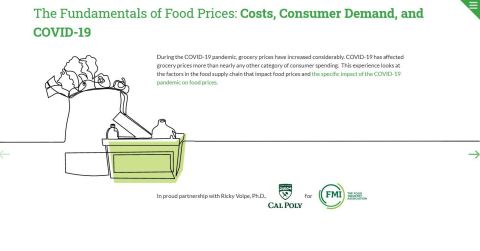 The web experience at www.FMI.org/FoodPrices helps visitors better understand how food prices are determined and how the COVID-19 shock to the supply chain affected food prices. (Graphic: Business Wire)