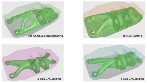 With CogniCAD 4.0, engineers and designers have the flexibility to generate effective designs within a range of manufacturing options, including additive manufacturing, 3-axis and 5-axis CNC milling, and investment and die casting. (Graphic: Business Wire)