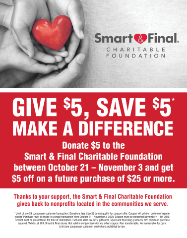 Smart & Final Charitable Foundation Hosts Fundraising Campaign at Smart & Final Stores to Support Local Community Nonprofits (Graphic: Business Wire)
