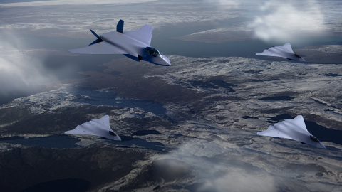 BAE Systems will develop attritable air vehicle systems under the U.S. Air Force Skyborg program. Artist’s rendering of BAE Systems' Skyborg solution. (Photo: BAE Systems)