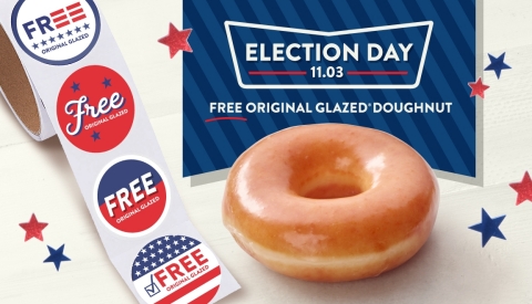 All guests will receive a free doughnut Nov. 3; brand also to provide ‘I Voted’ stickers (Photo: Business Wire)