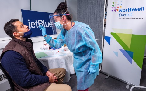 Northwell Direct clinicians have begun COVID-19 testing at JetBlue’s Long Island City location. (Photo: Northwell Health)