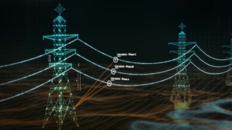 LineVision uses Velodyne high-performance lidar sensors in its V3 overhead power line monitoring system to help electric utilities operate their grid more safely and efficiently. (Graphic: LineVision, Inc.)