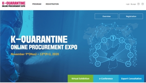 Public Procurement Service and Korea Health Industry Development Institute will host 'K-Quarantine Online Procurement Expo' in a virtual space from November 9th to 13th. This event is prepared to introduce Koreas successful cases of K-quarantine in the COVID-19 crisis and to support domestic companies to explore overseas markets. 112 domestic companies related to K-quarantine will participate in this event and Virtual Exhibition, Export Consultation and e-Conference will be progressed non-face-to-face online for visitors to meet the procurement expo from all over the world regardless of time and place. (Graphic: Business Wire)